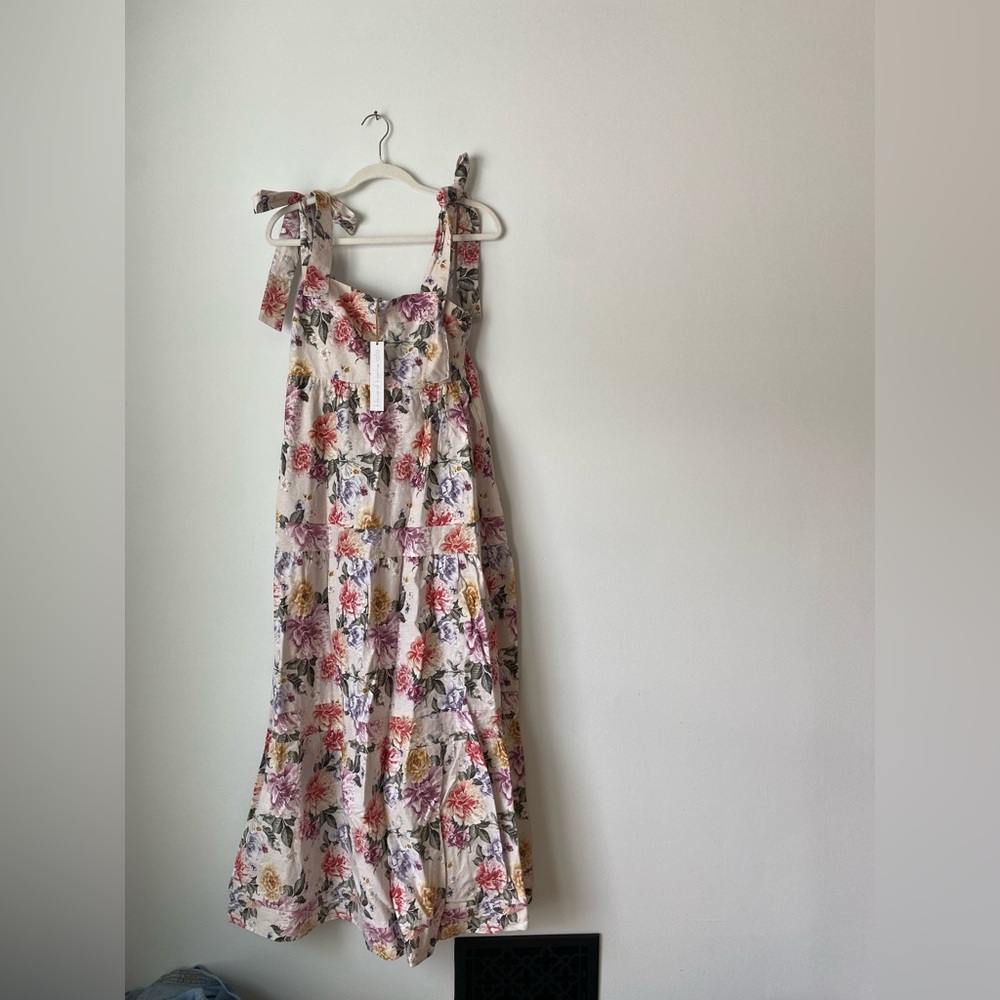 Floral Bow tie Strap Maxi Dress